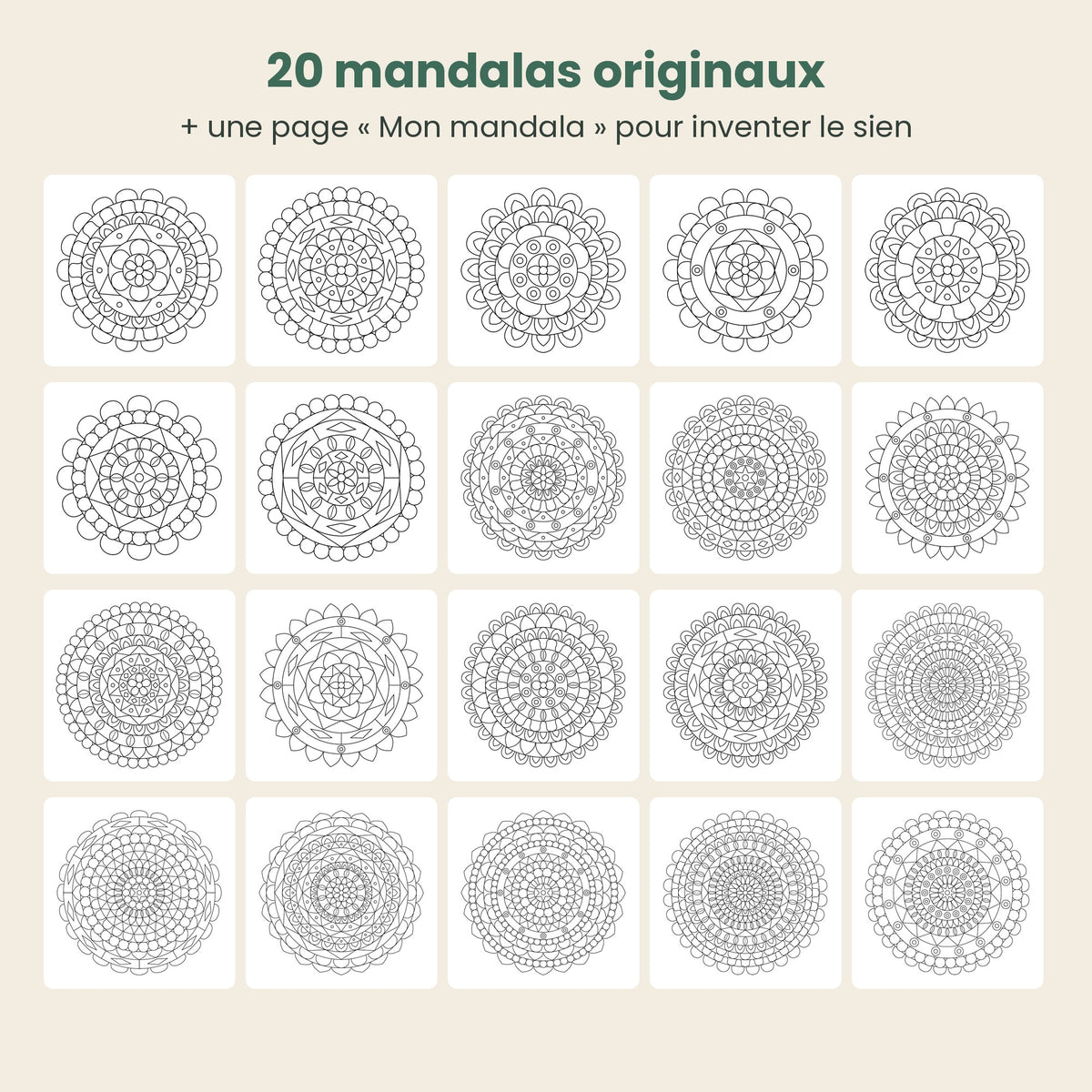 Aperçu des 20 mandalas originaux à imprimer
