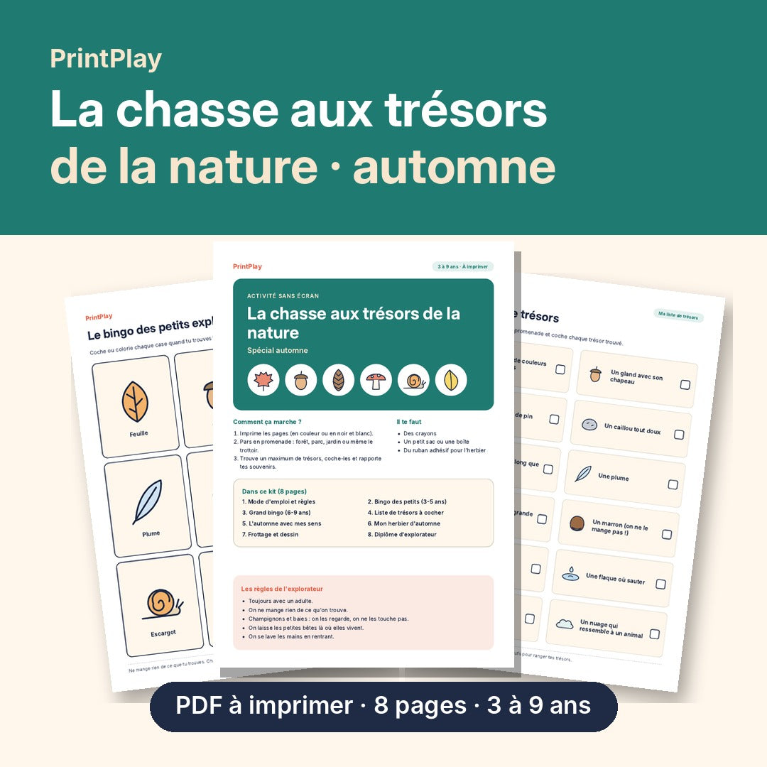 La chasse aux trésors de la nature — Spécial automne, à imprimer (3-9 ans)